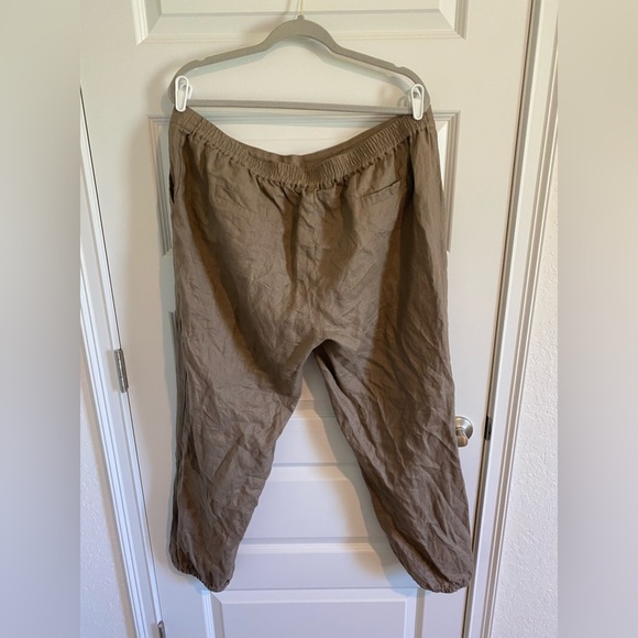 IXIMO Womens Tapered Pants 100%Linen Drawstring Back Elastic Waist Ankle Length - Picture 5 of 8